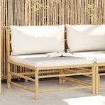 Garden Middle Sofa with Cream White Cushions Bamboo