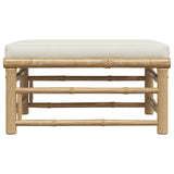 Garden Footrest with Cream White Cushion Bamboo