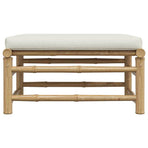 Garden Footrest with Cream White Cushion Bamboo