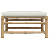 Garden Footrest with Cream White Cushion Bamboo - 45-Degree Angle
