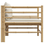 Garden Sofa with Cream White Cushions Bamboo