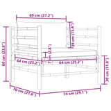 Garden Sofa with Cream White Cushions Bamboo - Rear View