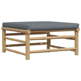 3 Piece Garden Lounge Set with Dark Grey Cushions Bamboo