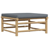 3 Piece Garden Lounge Set with Dark Grey Cushions Bamboo - Rear View