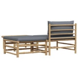 3 Piece Garden Lounge Set with Dark Grey Cushions Bamboo - Extra Image