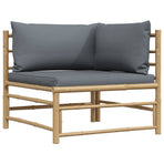2 Piece Garden Lounge Set with Dark Grey Cushions Bamboo