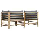 2 Piece Garden Lounge Set with Dark Grey Cushions Bamboo - Low Angle