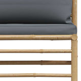 2 Piece Garden Lounge Set with Dark Grey Cushions Bamboo - Extra Image