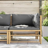 Garden Corner Sofa with Dark Grey Cushions Bamboo - Side View