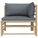 Garden Corner Sofa with Dark Grey Cushions Bamboo - Top-Down View