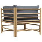 Garden Corner Sofa with Dark Grey Cushions Bamboo