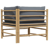 Garden Corner Sofa with Dark Grey Cushions Bamboo - Rear View