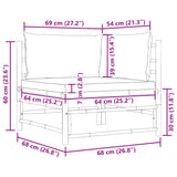Garden Corner Sofa with Dark Grey Cushions Bamboo - Close-Up Angle