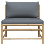 Garden Middle Sofa with Dark Grey Cushions Bamboo