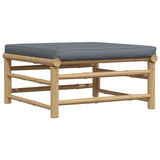 Garden Footrest with Dark Grey Cushion Bamboo - Front View