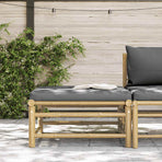Garden Footrest with Dark Grey Cushion Bamboo