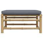 Garden Footrest with Dark Grey Cushion Bamboo