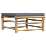 Garden Footrest with Dark Grey Cushion Bamboo