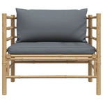 Garden Sofa with Dark Grey Cushions Bamboo