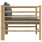 Garden Sofa with Dark Grey Cushions Bamboo