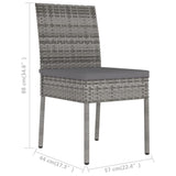 Garden Dining Chairs 2 pcs Poly Rattan Grey - Rear View