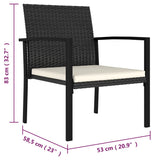Garden Dining Chairs 2 pcs Poly Rattan Black - 45-Degree Angle