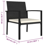 Garden Dining Chairs 4 pcs Poly Rattan Black - 45-Degree Angle