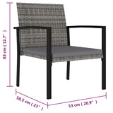 Garden Dining Chairs 4 pcs Poly Rattan Grey - 45-Degree Angle