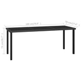 Garden Dining Table Black 180x70x73 cm Poly Rattan - 45-Degree Angle
