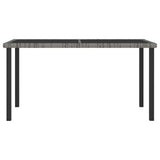 Garden Dining Table Grey 140x70x73 cm Poly Rattan - Front View