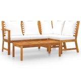 4 Piece Garden Lounge Set with Cushion Cream Solid Acacia Wood