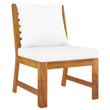 4 Piece Garden Lounge Set with Cushion Cream Solid Acacia Wood - Rear View