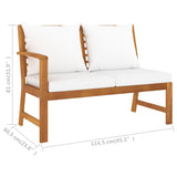 4 Piece Garden Lounge Set with Cushion Cream Solid Acacia Wood - Extra Image