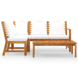 4 Piece Garden Lounge Set with Cushion Cream Solid Acacia Wood - Side View