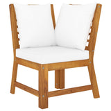 4 Piece Garden Lounge Set with Cushion Cream Solid Acacia Wood - 45-Degree Angle