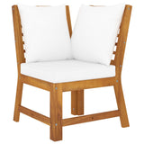 6 Piece Garden Lounge Set with Cushion Cream Solid Acacia Wood - Rear View