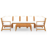 9 Piece Garden Lounge Set with Cushion Cream Solid Acacia Wood - Side View