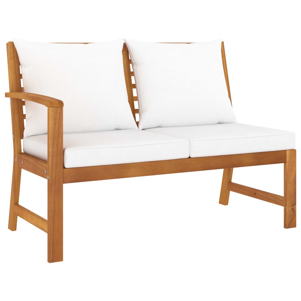 9 Piece Garden Lounge Set with Cushion Cream Solid Acacia Wood