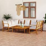 9 Piece Garden Lounge Set with Cushion Cream Solid Acacia Wood