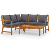 4 Piece Garden Lounge Set with Cushion Solid Acacia Wood - Front View