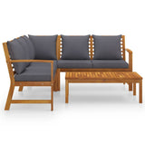 4 Piece Garden Lounge Set with Cushion Solid Acacia Wood - Side View