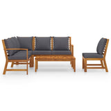 5 Piece Garden Lounge Set with Cushion Solid Acacia Wood - Side View
