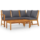 4 Piece Garden Lounge Set with Cushion Solid Acacia Wood - Front View