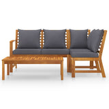 4 Piece Garden Lounge Set with Cushion Solid Acacia Wood - Side View