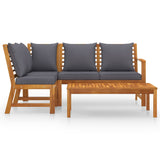 4 Piece Garden Lounge Set with Cushion Solid Acacia Wood - Side View