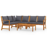 5 Piece Garden Lounge Set with Cushion Solid Acacia Wood - Front View