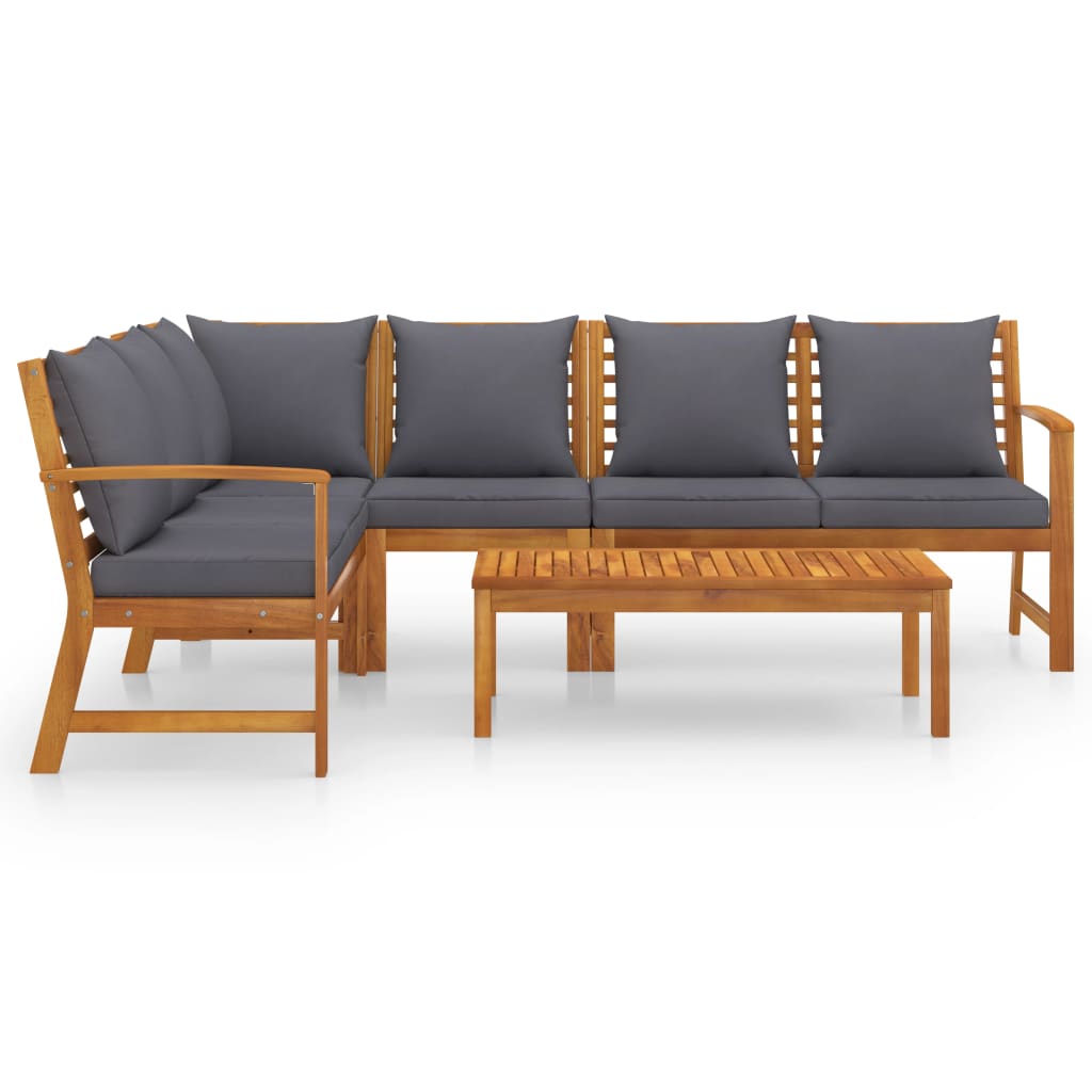 5 Piece Garden Lounge Set with Cushion Solid Acacia Wood