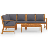 5 Piece Garden Lounge Set with Cushion Solid Acacia Wood - Side View