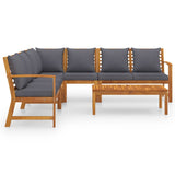 6 Piece Garden Lounge Set with Cushion Solid Acacia Wood - Side View