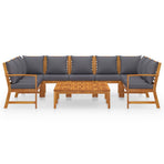 9 Piece Garden Lounge Set with Cushion Solid Acacia Wood